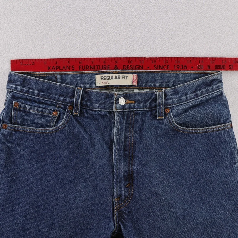 Levis 505 Regular Fit Jeans Mens 36x34 (35x33) Medium Wash Blue Straight Leg Y2K